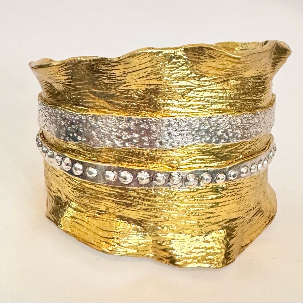 Karine Sultan 24k Gold-Plated Ruffled Cuff Bracelet